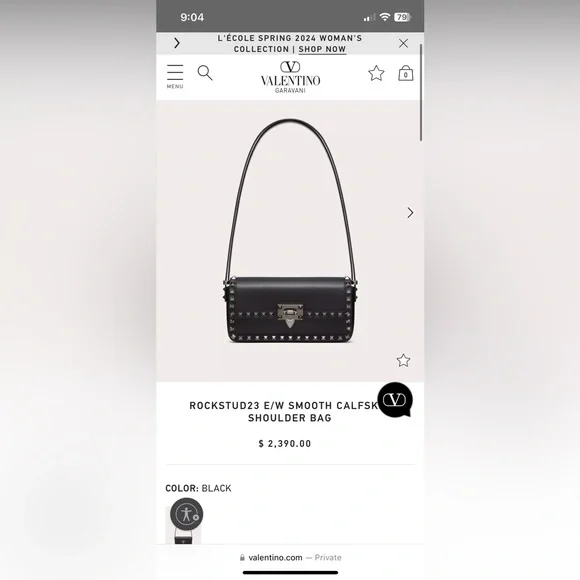 Valentino ROCKSTUD23 E/W SMOOTH CALFSKIN SHOULDER BAG - Picture 5 of 9